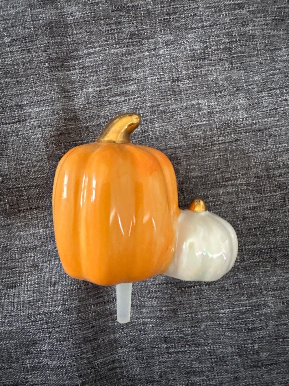 Nora Fleming Mini Pumpkin Orange & White with Gold Accent